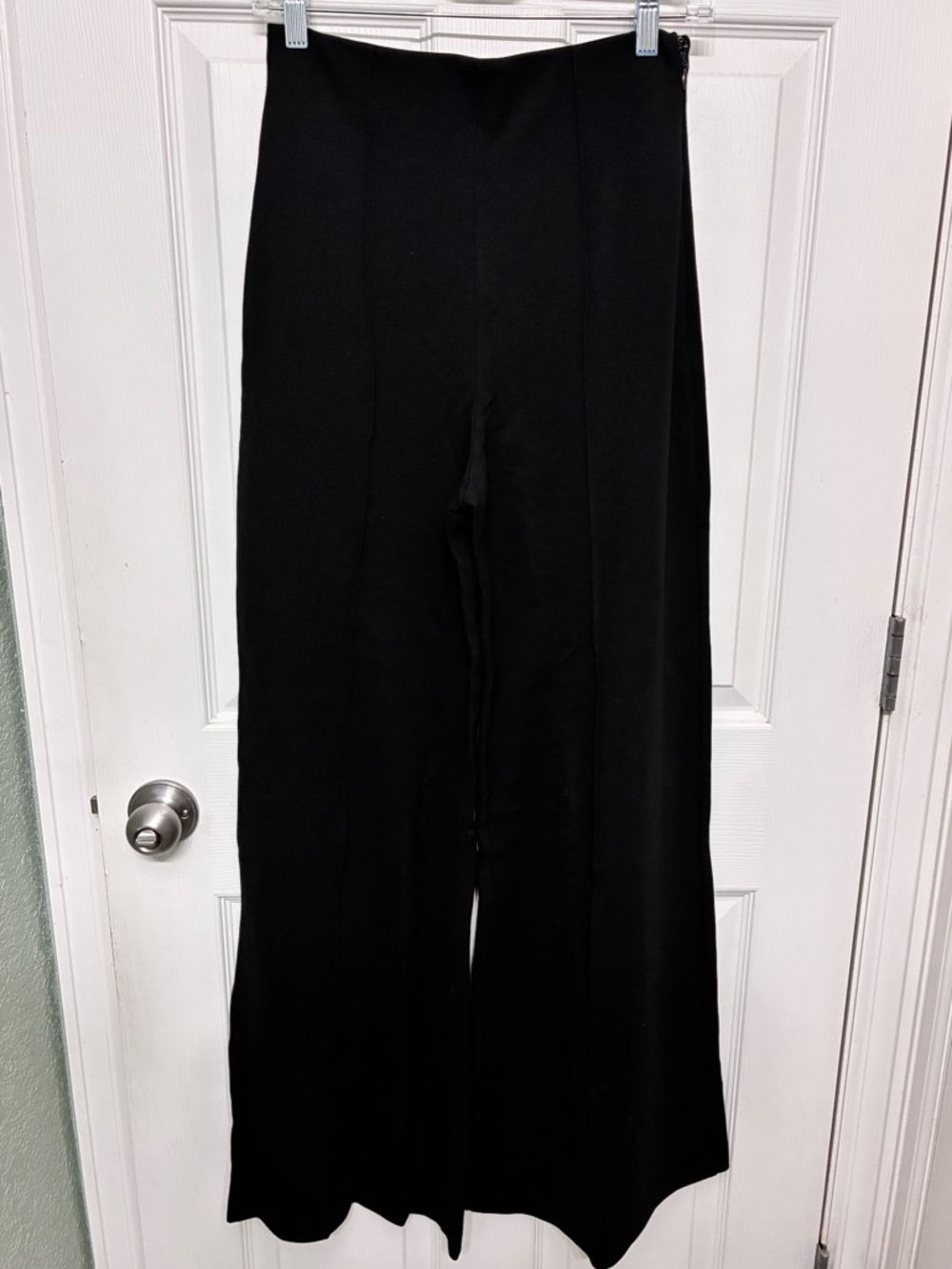 Quince Black High-Rise 32” Wide-Leg Trousers, Size Medium